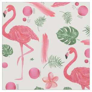 Tissu Flamant élégant tropical d'aquarelle rose floral