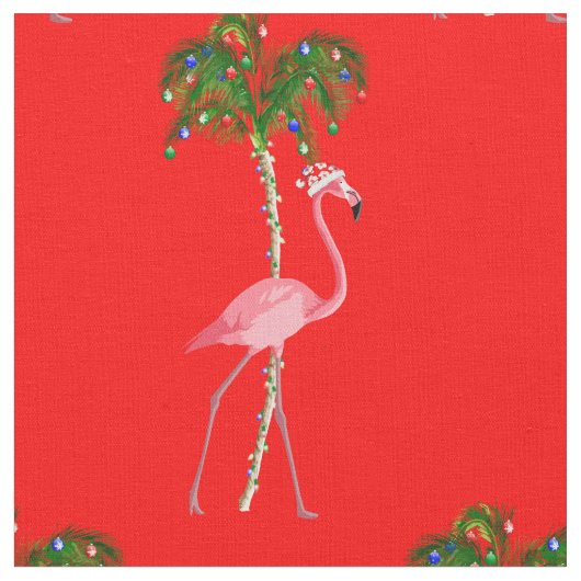 Tissu Flamant rose de Noël (Fermer)