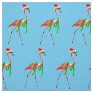 Tissu Flamant rose de Noël sur la plage