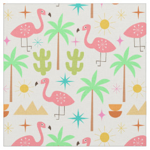 Tissu Flamant rose de Palm Springs milieu du siècle avec