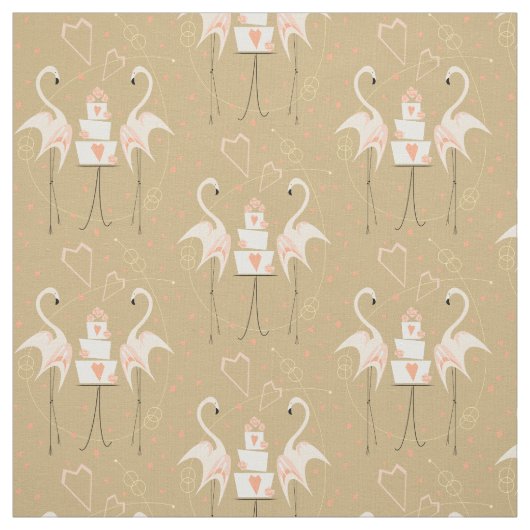 Tissu Flamant rose Mariage petit (Échantillon)