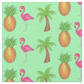 Tissu Flamant rose rose tropical Palmier vert Ananas (Fermer)