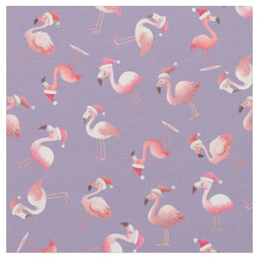 Tissu Flamants de Noël jetés sur violet clair (Fermer)