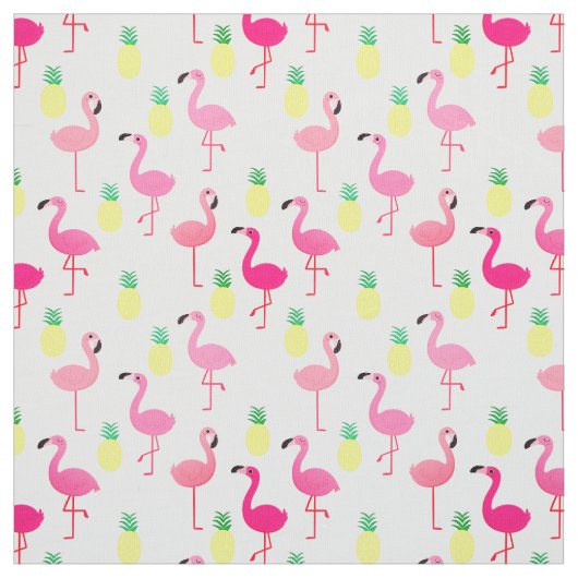 Tissu Flamants roses et ananas ! Structure Premium sans (Échantillon)