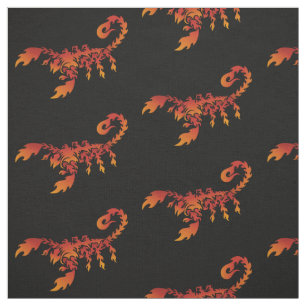 Tissu Flames Scorpion Motif Fabric