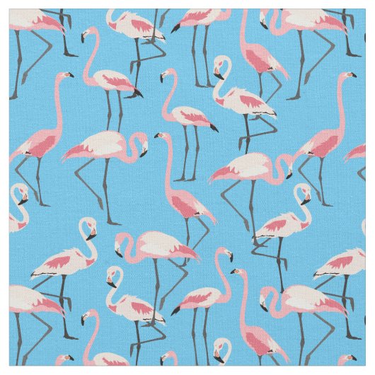 Tissu Flamingo sur le bleu d'été (Fermer)
