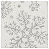 Tissu Flammes de neige en argent sur blanc (Fermer)
