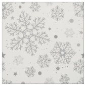 Tissu Flammes de neige en argent sur blanc (Échantillon)