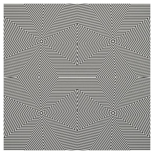 Tissu Flèches blanches noires Étoiles Impression géométr (Échantillon)