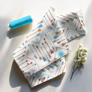 Tissu Flèches Boho et Sun V11 Multi-Color White ID748