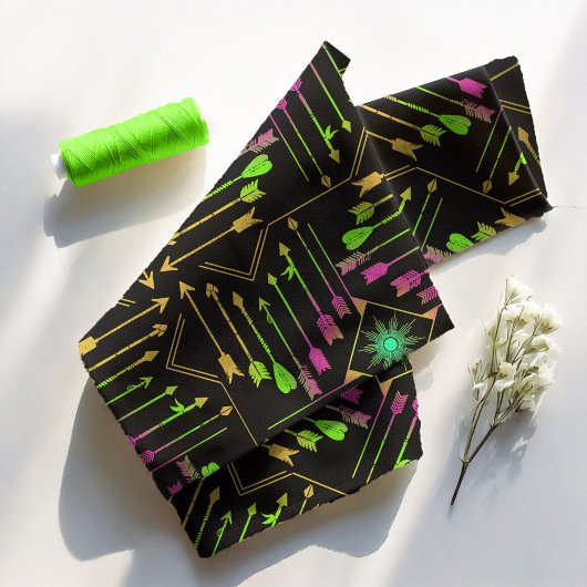 Tissu Flèches Boho et Sun V3 Neon Black ID748