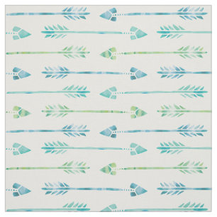 Tissu Flèches vertes et bleues d'aquarelle