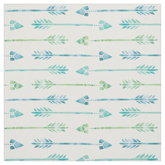 Tissu Flèches vertes et bleues d'aquarelle (Échantillon)