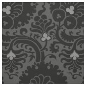Tissu Fleur - 15e siècle - Noir et Gris (Échantillon)