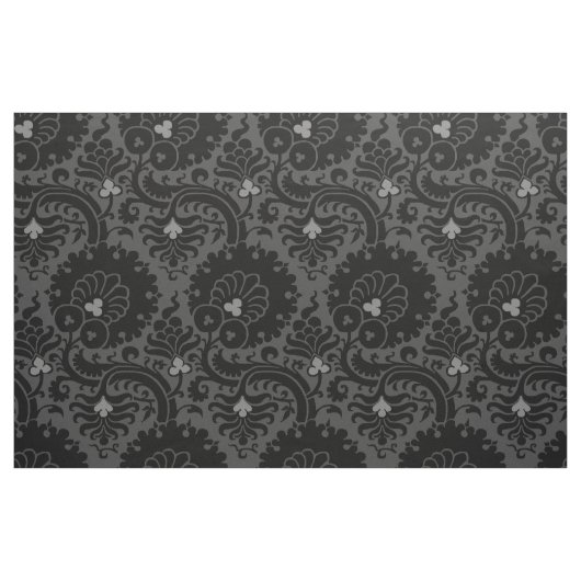 Tissu Fleur - 15e siècle - Noir et Gris (Fat Quarter)