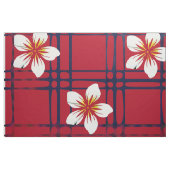 Tissu Fleur blanche rouge et bleu plaid (Fat Quarter)