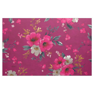Tissu Fleur botanique rose rustique Bohème florale vinta
