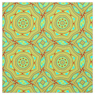 Tissu Fleur circulaire géométrique bleu bleu orange pers