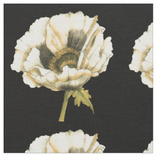 Tissu Fleur crème de pavot sur l'arrière - plan noir