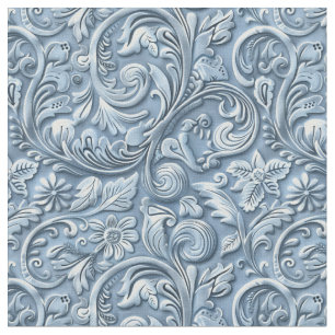 Tissu Fleur de cuir bleu clair élégant travaillé