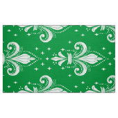 Tissu Fleur de lis blanc motif transparent sur vert (Fat Quarter)