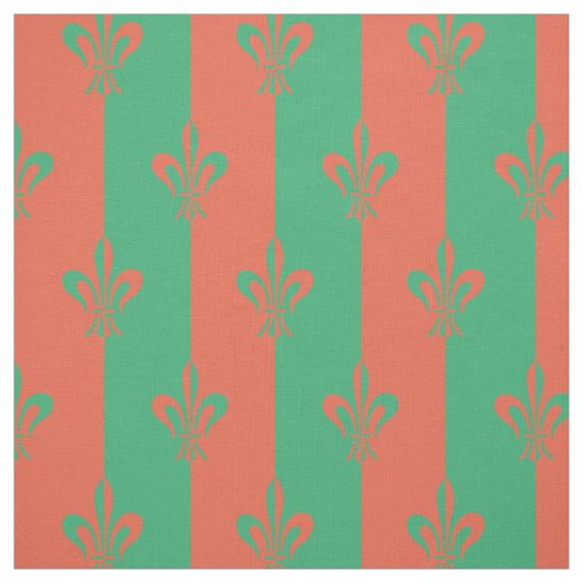 Tissu Fleur de Lis Mer Vert et Cuivre (Échantillon)