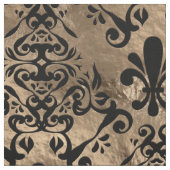 Tissu Fleur de lis motif noir sur or (Échantillon)