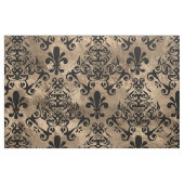 Tissu Fleur de lis motif noir sur or (Fat Quarter)