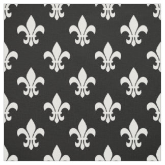 Tissu Fleur De Lis Noir Et Blanc Motif