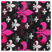 Tissu Fleur de lis noir rose (Fermer)