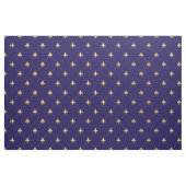 Tissu Fleur de Lis Or (grande échelle) Bleu de minuit (Yard)
