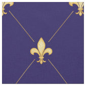 Tissu Fleur de Lis Or (grande échelle) Bleu de minuit (Fermer)