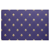 Tissu Fleur de Lis Or (grande échelle) Bleu de minuit (Fat Quarter)