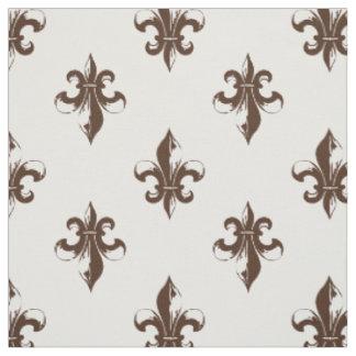 Tissu Fleur De Lis Pattern Brown