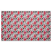 Tissu Fleur de lis rouge sur fond blanc (Fat Quarter)