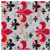 Tissu Fleur de lis rouge sur fond blanc (Fermer)
