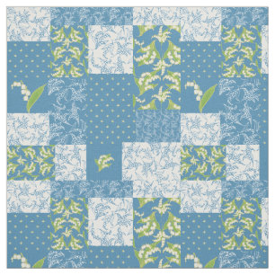 Tissu Fleur de mai Patchwork Faux Floral Bleu