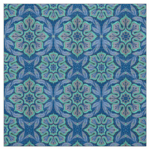 Tissu Fleur de neige, motif floral bleu & fleur de neige