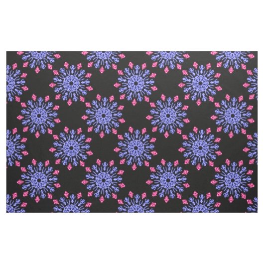 Tissu Fleur de néon bleu et rouge (Fat Quarter)