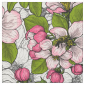 Tissu Fleur de pomme sur blanc (Fermer)