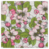 Tissu Fleur de pomme sur blanc (Échantillon)