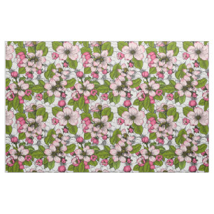 Tissu Fleur de pomme sur blanc