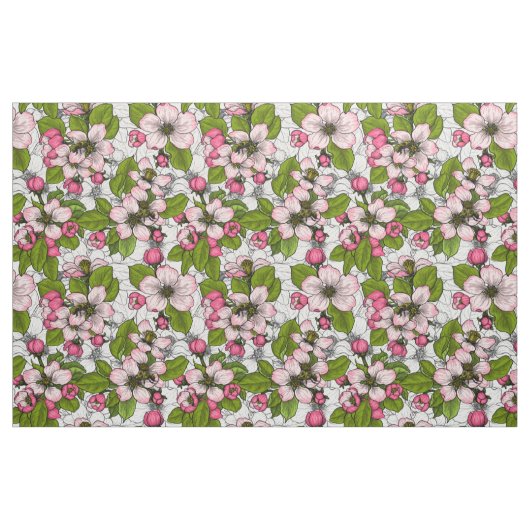 Tissu Fleur de pomme sur blanc (Fat Quarter)