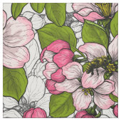 Tissu Fleur de pomme sur blanc (Échantillon)