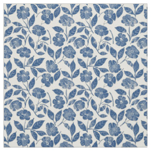 Tissu Fleur de style rétro vintage bleu rustique botaniq
