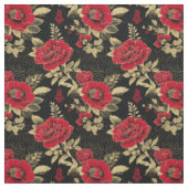 Tissu Fleur de travail Rouge Doré (Échantillon)