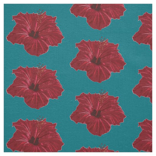Tissu Fleur d'Hibiscus rouge (Échantillon)