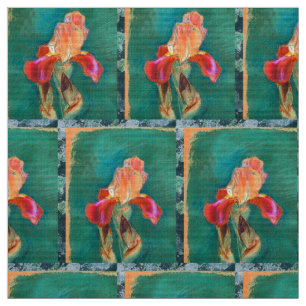 Tissu Fleur d'Iris colorée