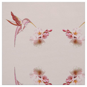 Tissu Fleur d'oiseaux et de cerisiers