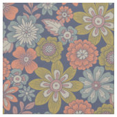 Tissu Fleur Fleurit & Fleurs en Corail, Bleu & Vert (Fermer)